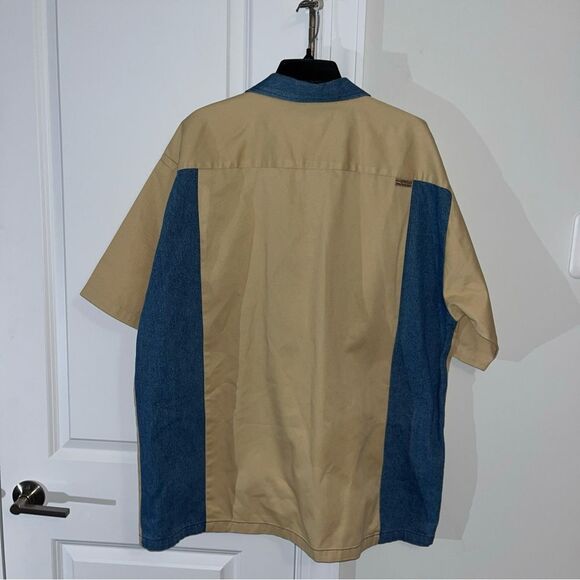 Vintage DNM Attitude Denim Blue Jeans Canvas SS Party Luau Hawaii Pocket Shirt - Picture 8 of 9